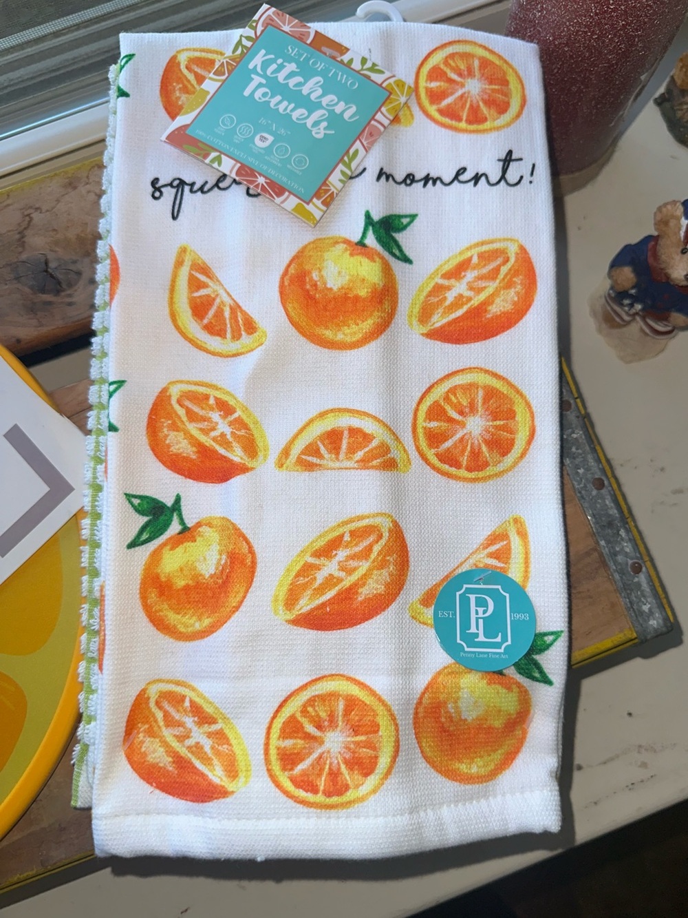 Orange Citrus Bundle includes orange cutting board with 2 dish towels - New - Picture 3 of 7